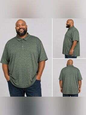 Gerry Weber Men's Heathered Olive Green Polo